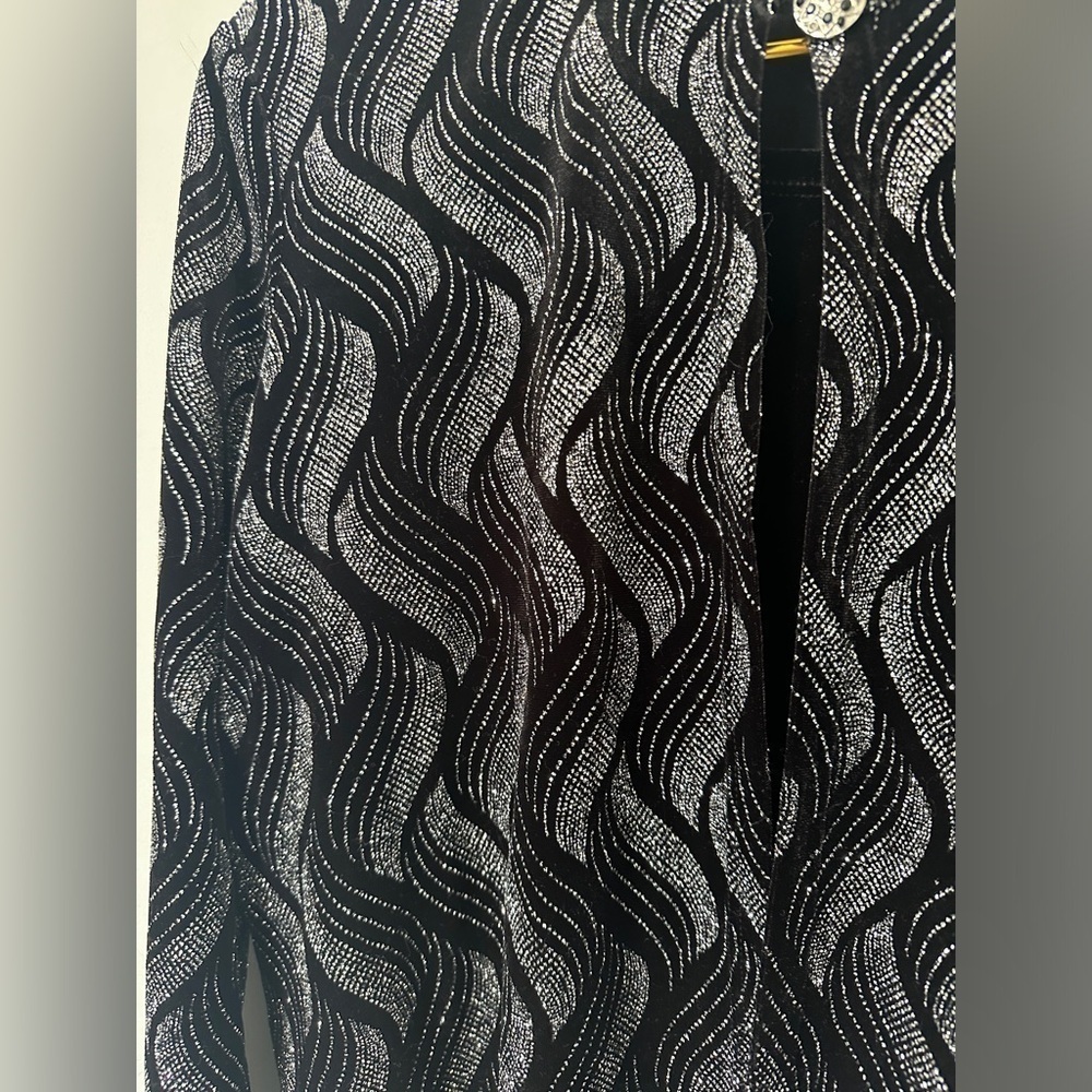 Vintage Notations Black Silver Velour Sparkle Layered Look Blouse Top Women’s L - Picture 5 of 10